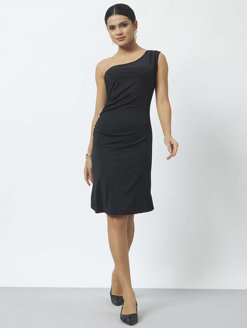 women solid one shoulder bodycon dress - 22527759 -  Standard Image - 2