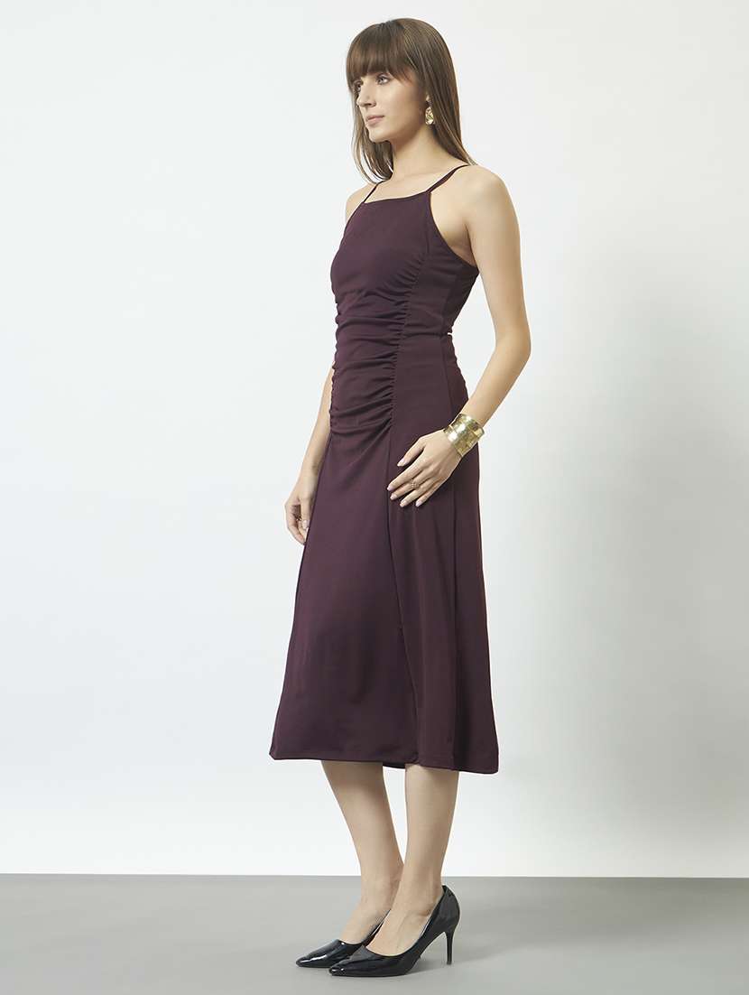 women solid shoulder strap a-line dress - 22527760 -  Standard Image - 2