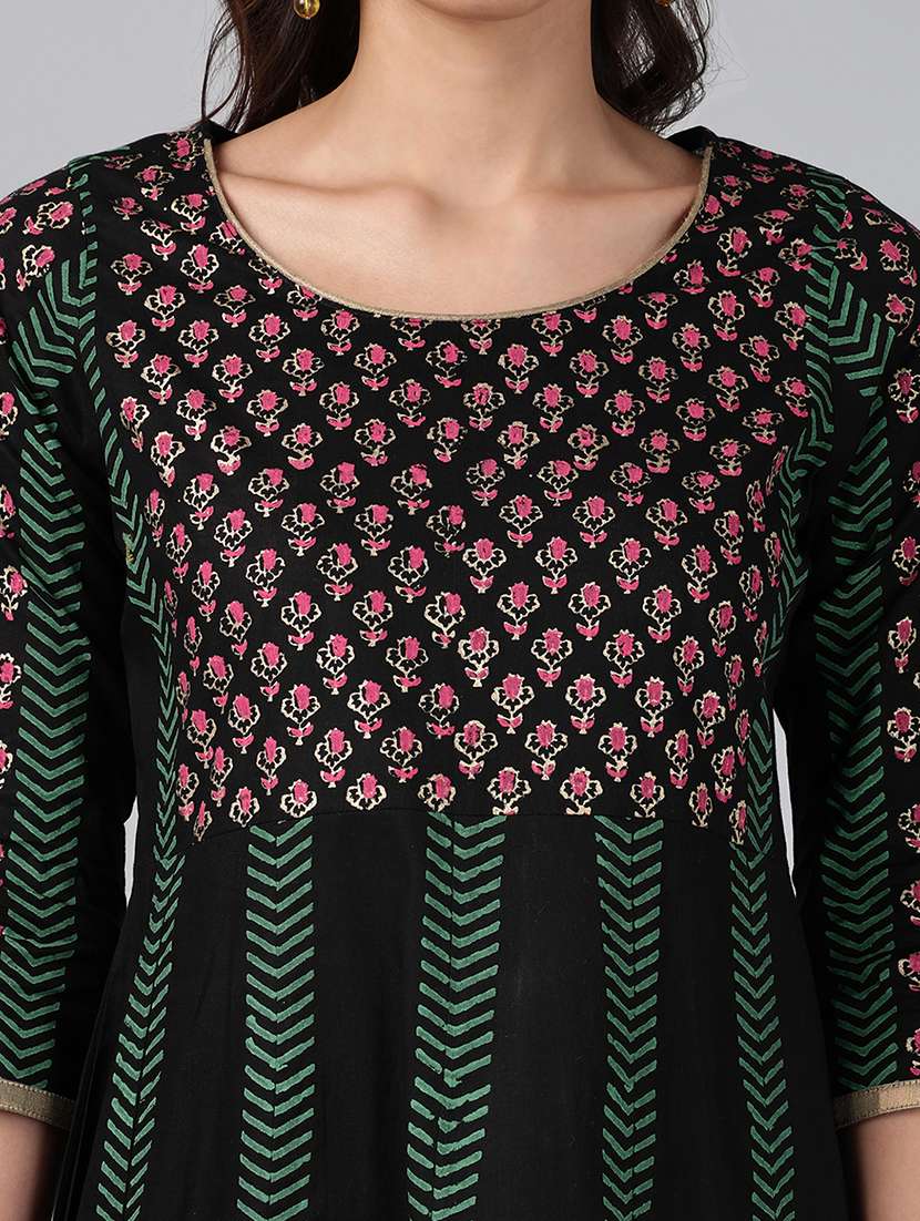 women printed three quarter sleeve anarkali kurta - 22527769 -  Standard Image - 7