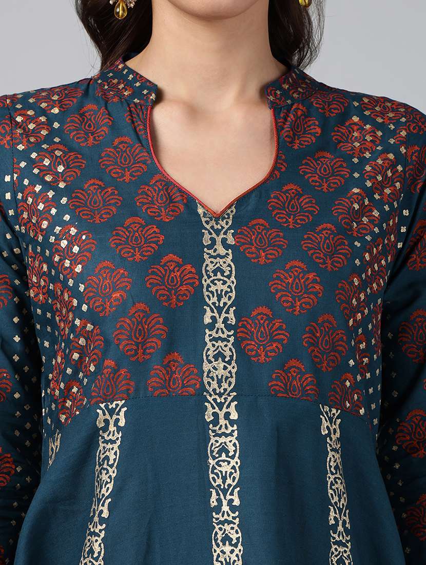 women printed three quarter sleeve anarkali kurta - 22527770 -  Standard Image - 7