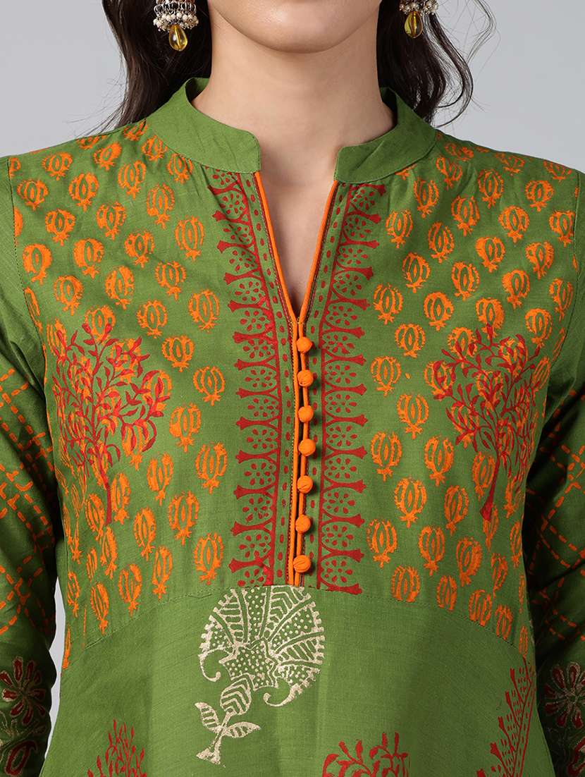 women printed three quarter sleeve anarkali kurta - 22527771 -  Standard Image - 7