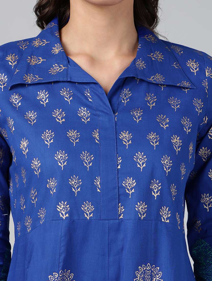 women printed three quarter sleeve anarkali kurta - 22527772 -  Standard Image - 7