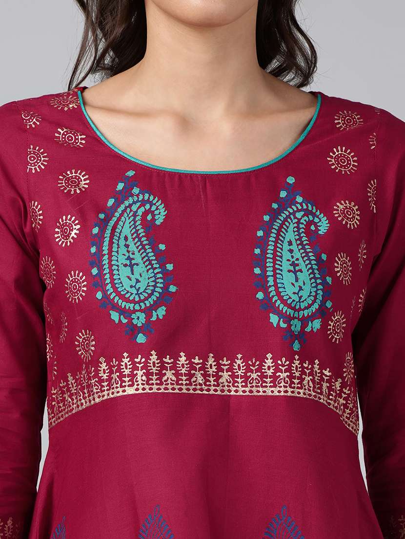women printed three quarter sleeve anarkali kurta - 22527773 -  Standard Image - 7