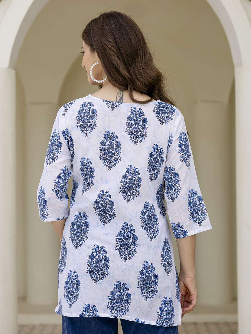 women printed three quarter sleeve straight kurti - 22527799 -  Standard Image - 2