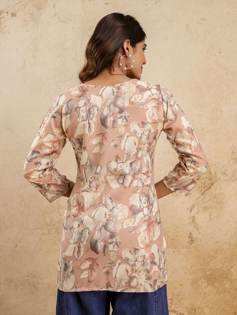 women printed three quarter sleeves straight kurti - 22527816 -  Standard Image - 2
