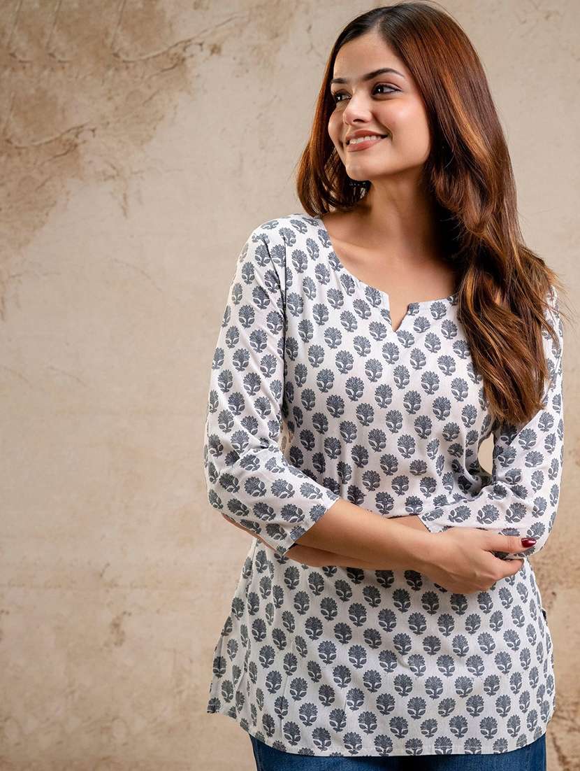 women printed three quarter sleeve straight kurti - 22527831 -  Standard Image - 2