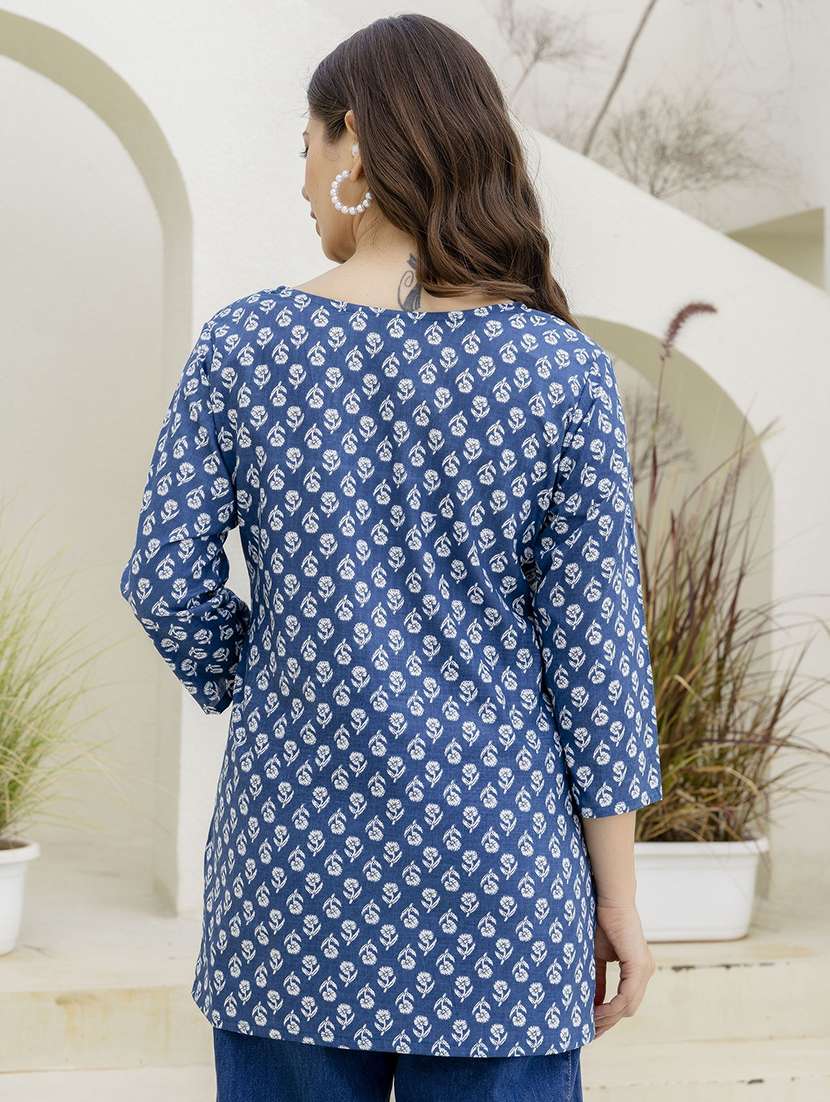 women printed three quarter sleeve straight kurti - 22527855 -  Standard Image - 2