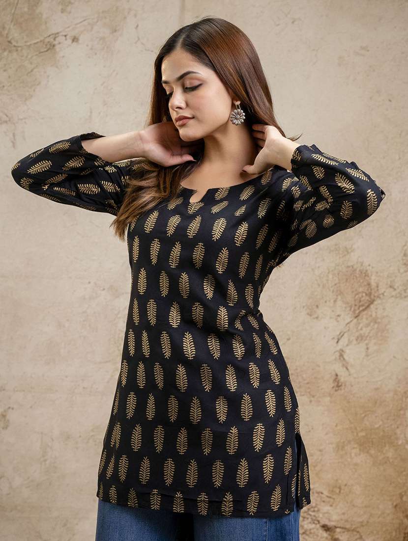 women printed three quarter sleeve straight kurti - 22527884 -  Standard Image - 2