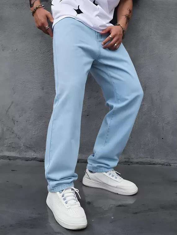 men plain mid rise full length relaxed fit jeans - 22528084 -  Standard Image - 2