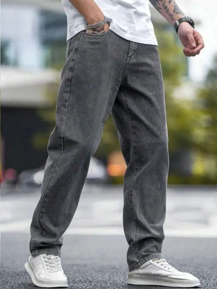 Men Plain Mid Rise Full Length Relaxed Fit Jeans - 22528099 -  Standard Image - 2