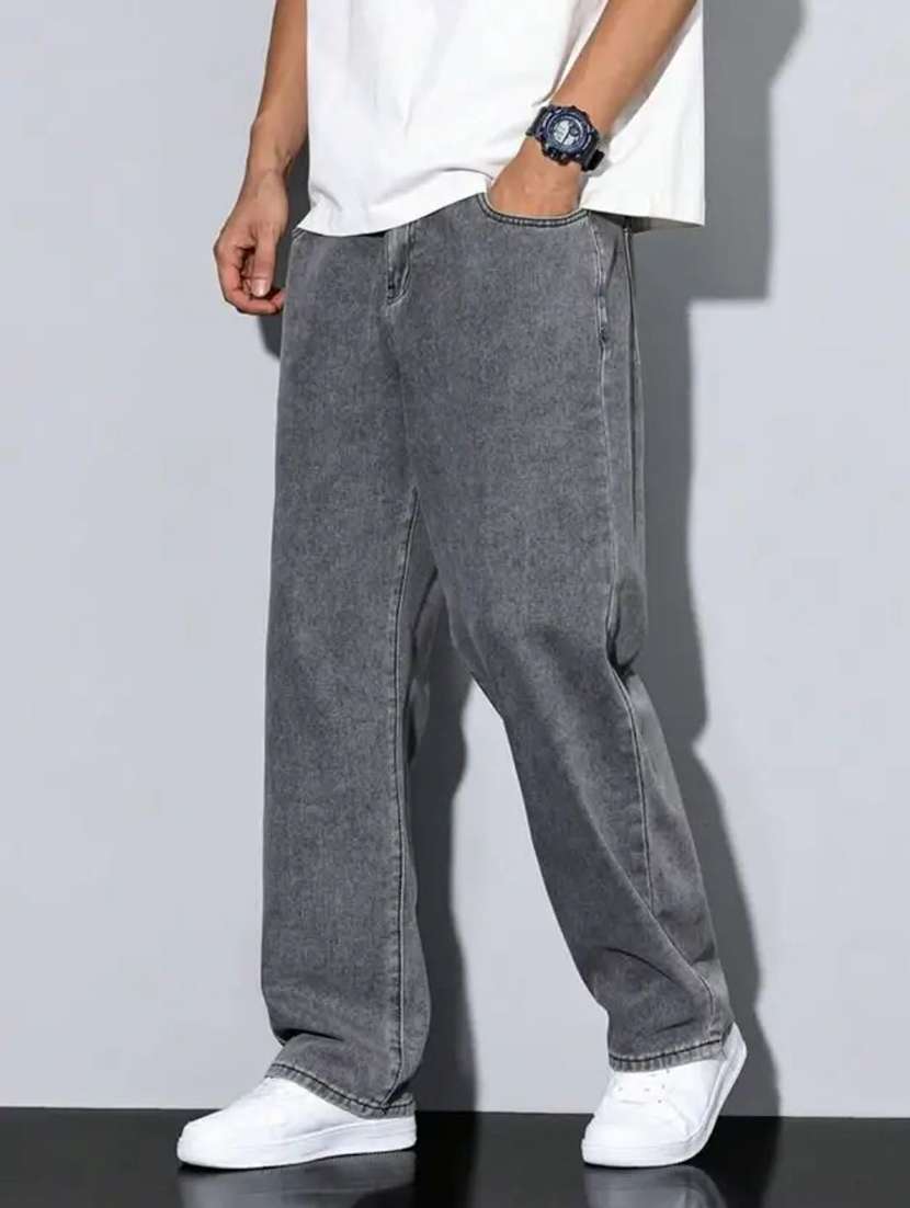 men washed mid rise full length baggy jeans - 22528108 -  Standard Image - 2