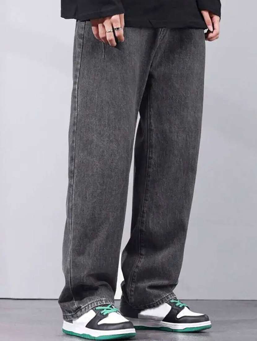 men washed mid rise full length baggy jeans - 22528124 -  Standard Image - 2