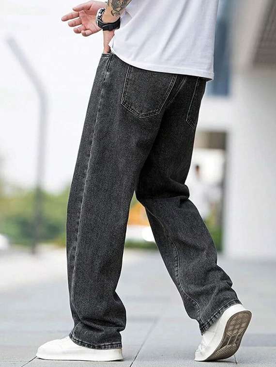 men plain mid rise full length baggy jeans - 22528133 -  Standard Image - 2