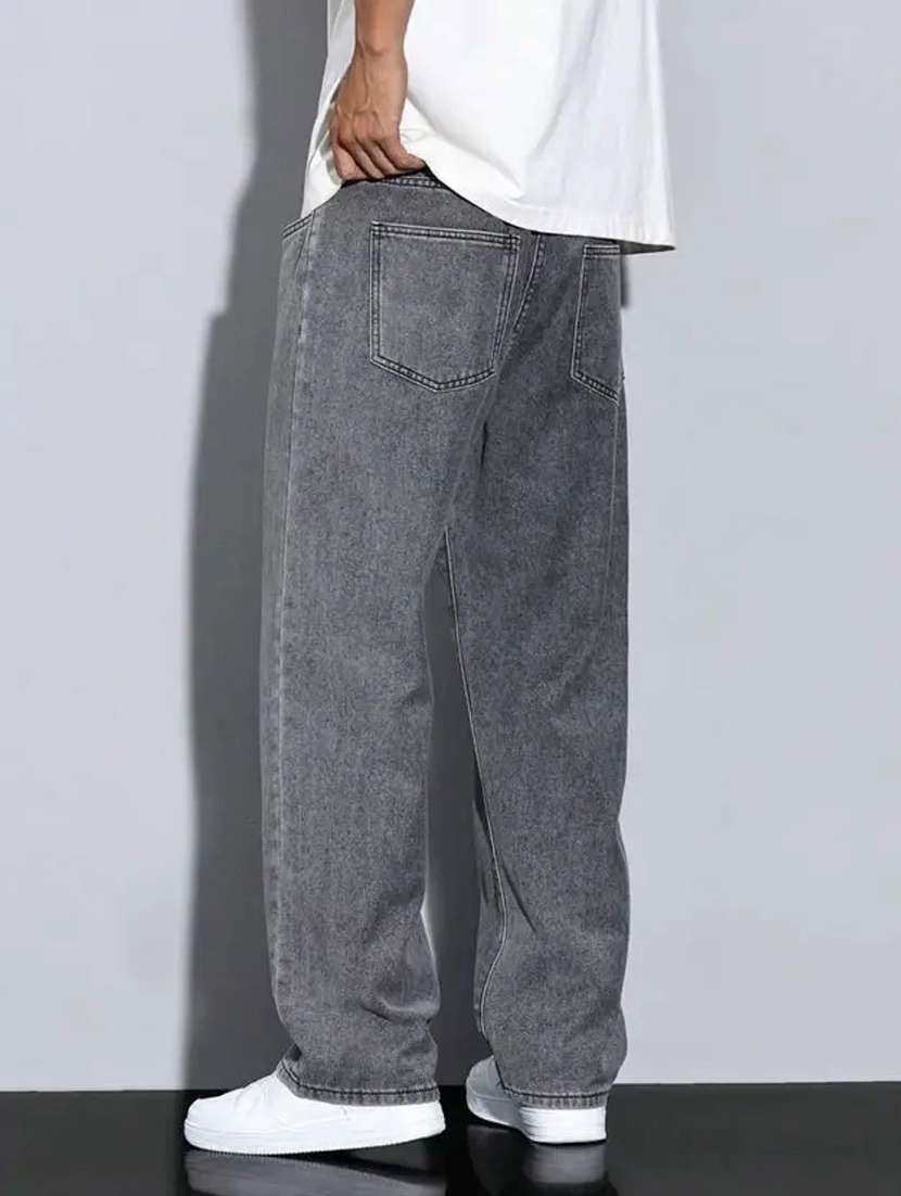 men plain mid rise full length baggy jeans - 22528206 -  Standard Image - 2