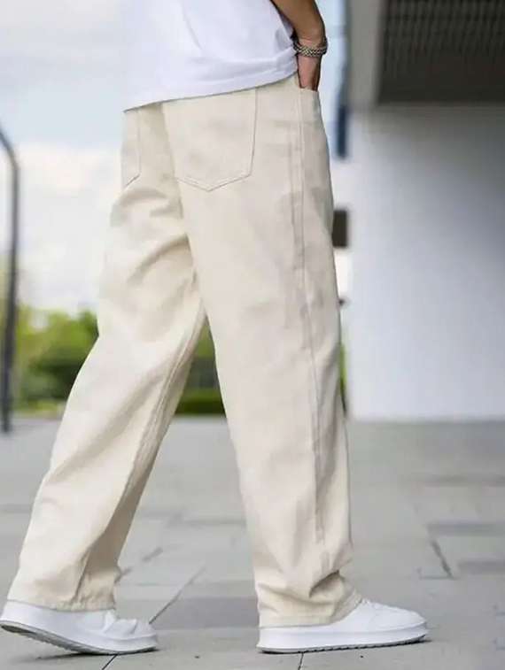 men plain mid rise full length baggy jeans - 22528221 -  Standard Image - 2