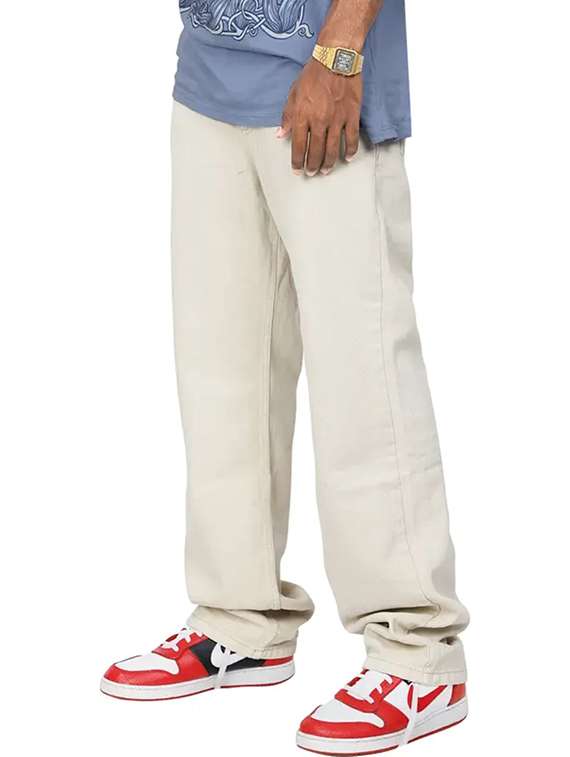 men plain mid rise full length relaxed fit jeans - 22528234 -  Standard Image - 2