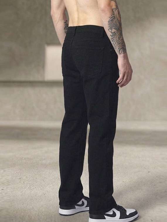 men plain mid rise full length straight jeans - 22528270 -  Standard Image - 2