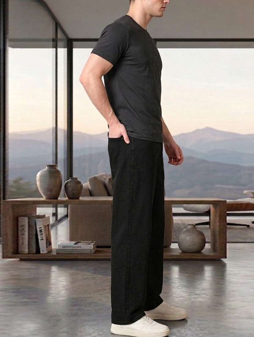 men plain mid rise full length straight jeans - 22528281 -  Standard Image - 2