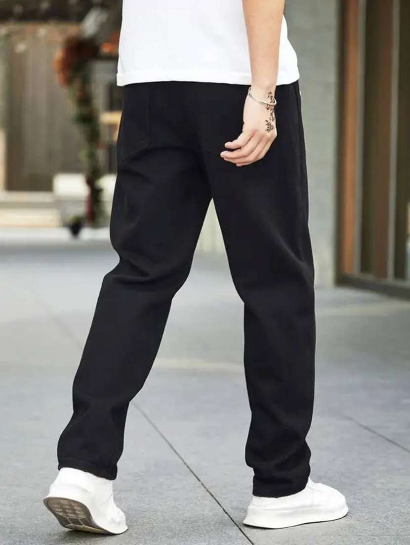 men plain mid rise full length relaxed fit jeans - 22528285 -  Standard Image - 2