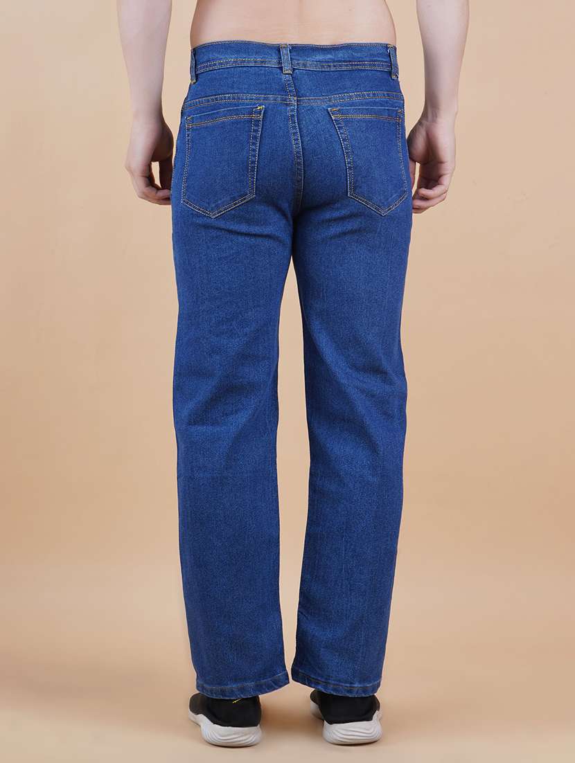 men plain mid rise full length straight jeans - 22528329 -  Standard Image - 2