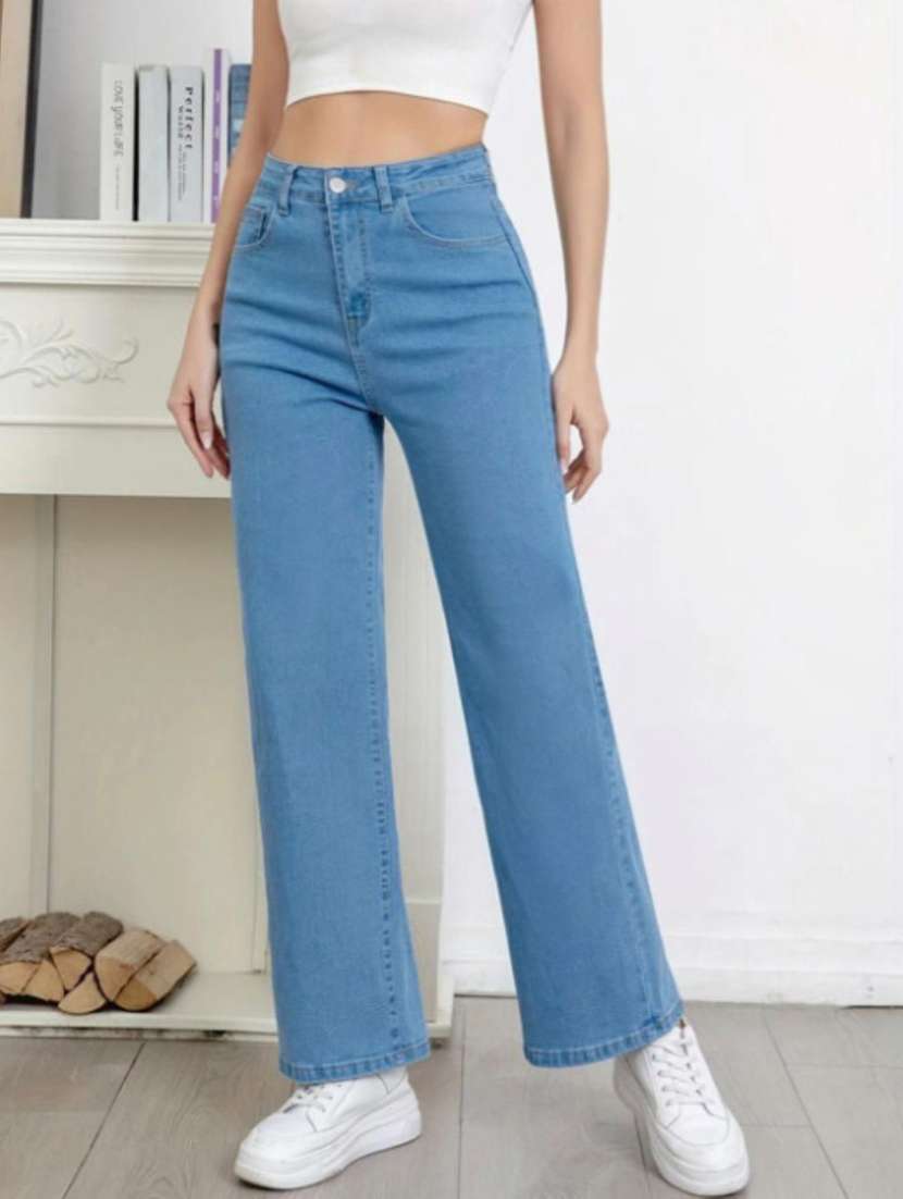 women solid mid rise straight fit jeans - 22528362 -  Standard Image - 2