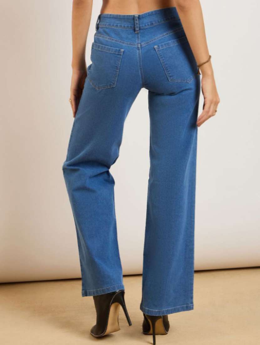 women solid mid rise straight fit jeans - 22528366 -  Standard Image - 2