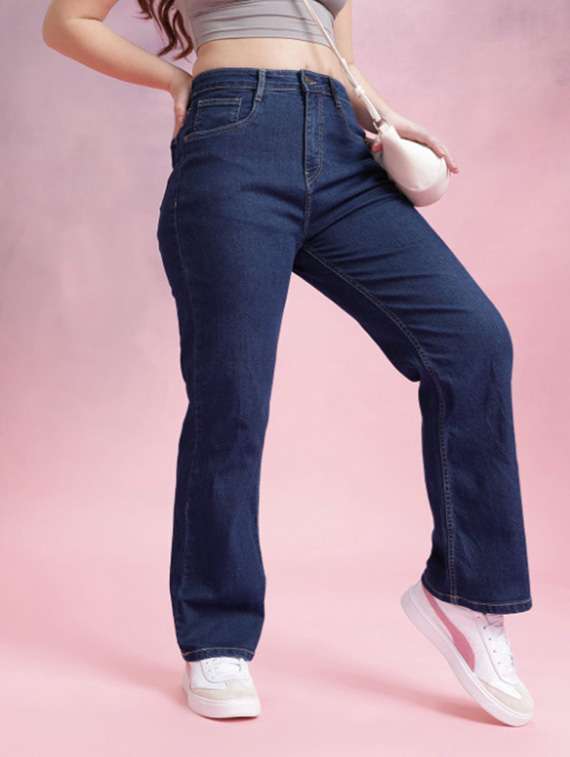 women solid mid rise straight fit jeans - 22528476 -  Standard Image - 2