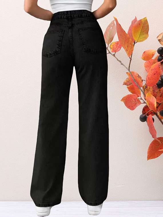 women solid mid rise straight fit jeans - 22528530 -  Standard Image - 2