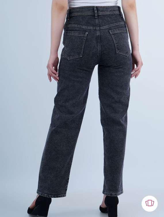 women washed mid rise straight fit jeans - 22528601 -  Standard Image - 2