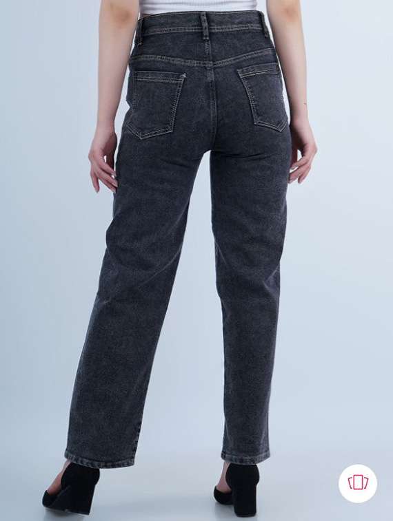 women washed mid rise straight fit jeans - 22528602 -  Standard Image - 2