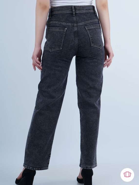women washed mid rise straight fit jeans - 22528604 -  Standard Image - 2