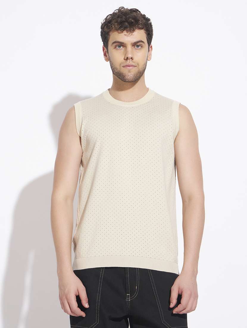 Men Self Design Sleeveless Vest - 22528638 -  Standard Image - 2