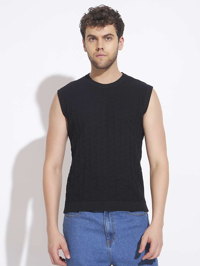 men self design sleeveless vest - 22528640 -  Standard Image - 2
