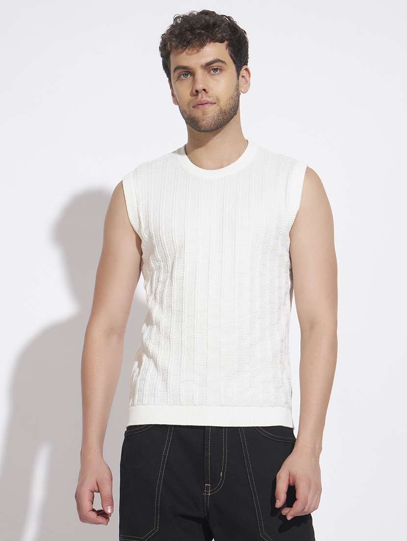 men self design sleeveless vest - 22528644 -  Standard Image - 2