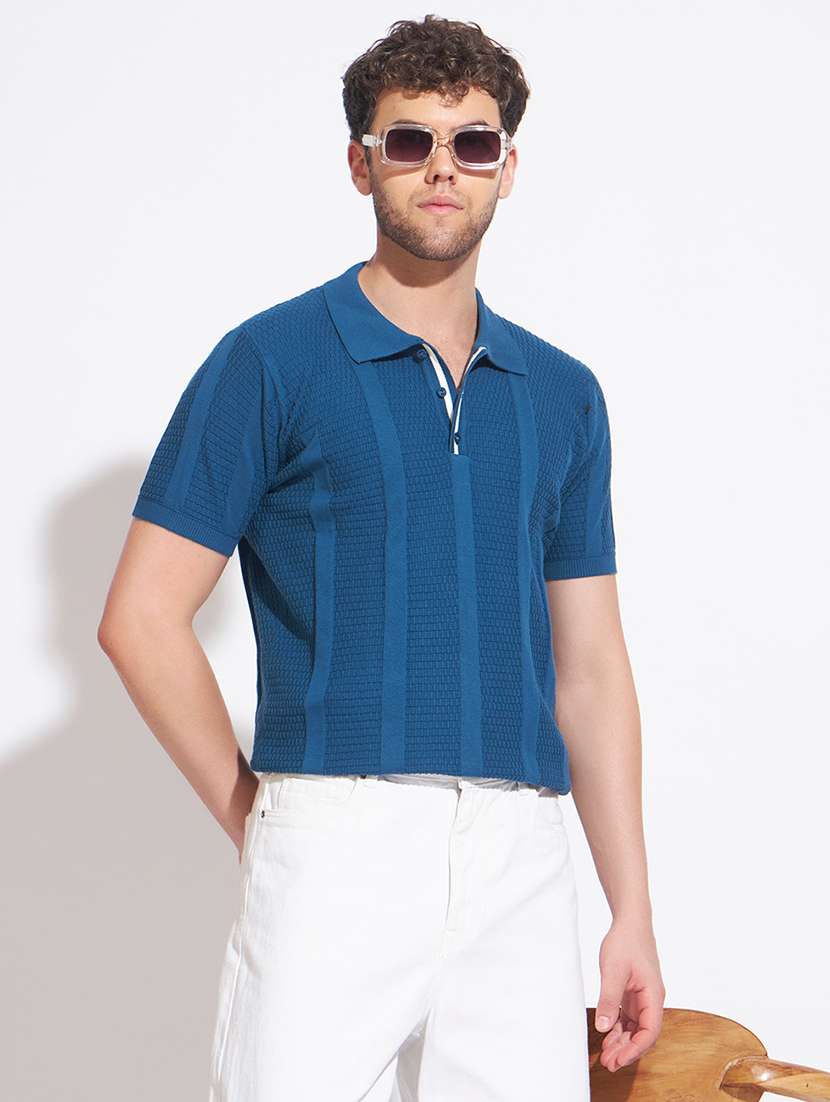 men self design short sleeve regular fit polo t-shirt