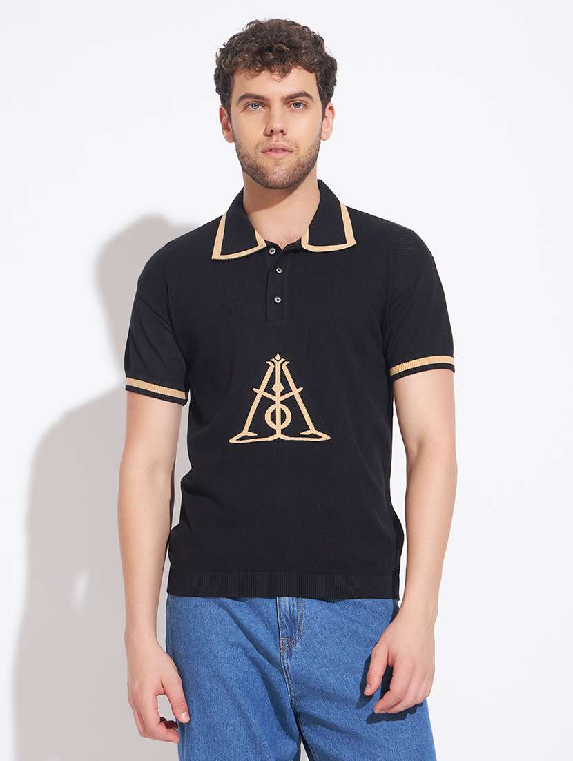 Men Self Design Short Sleeve Regular Fit Polo T-shirt - 22528668 -  Standard Image - 2