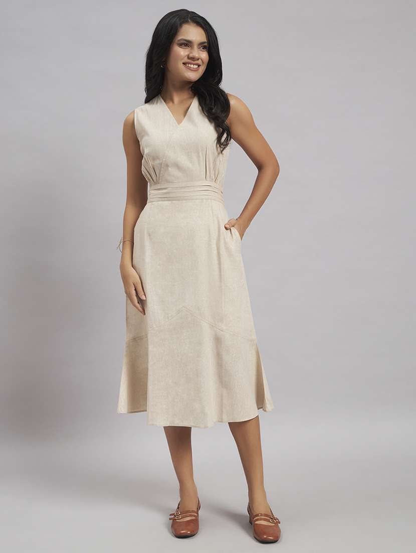 women solid sleeveless a-line dress - 22528686 -  Standard Image - 2