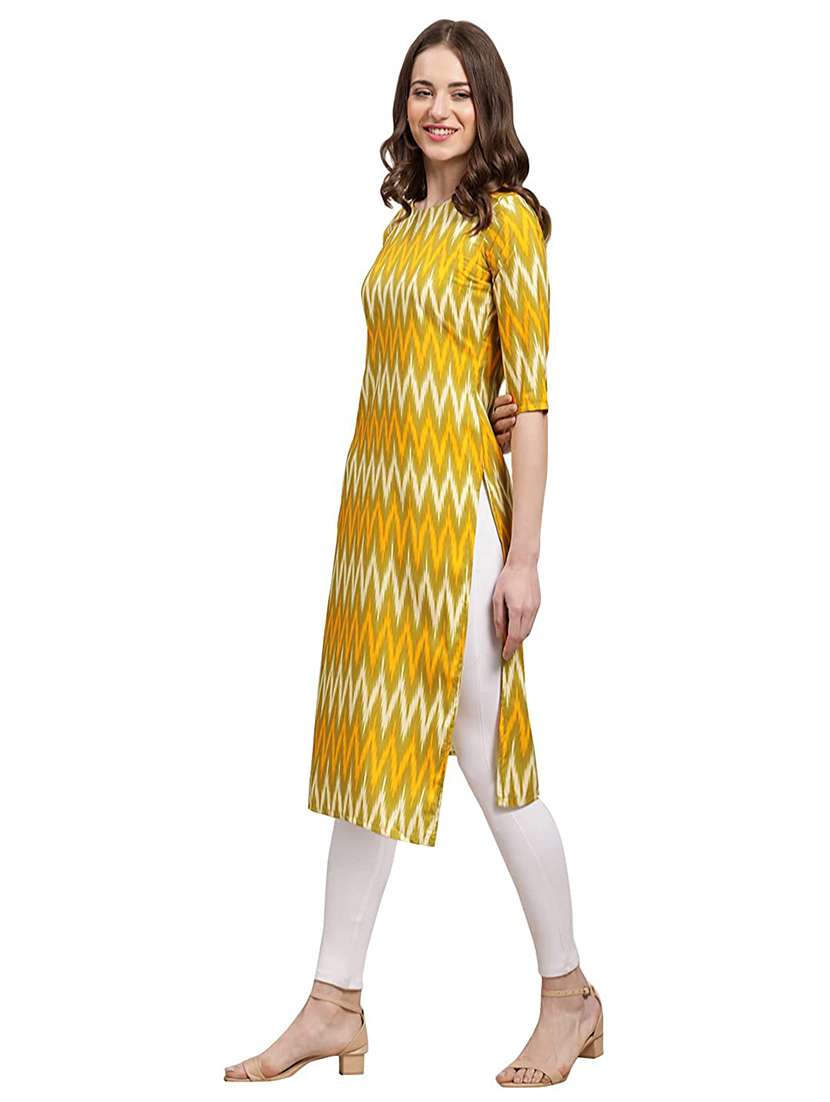 women printed short sleeves straight kurta - 22528730 -  Standard Image - 2