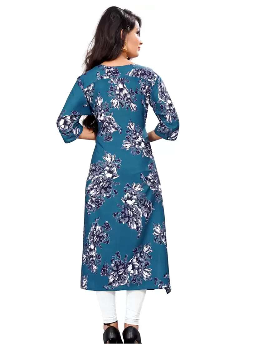 women printed three quarter sleeves straight kurta - 22528732 -  Standard Image - 2