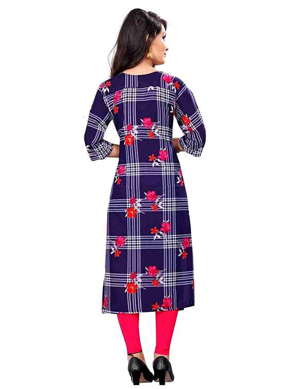 women printed three quarter sleeves straight kurta - 22528733 -  Standard Image - 2