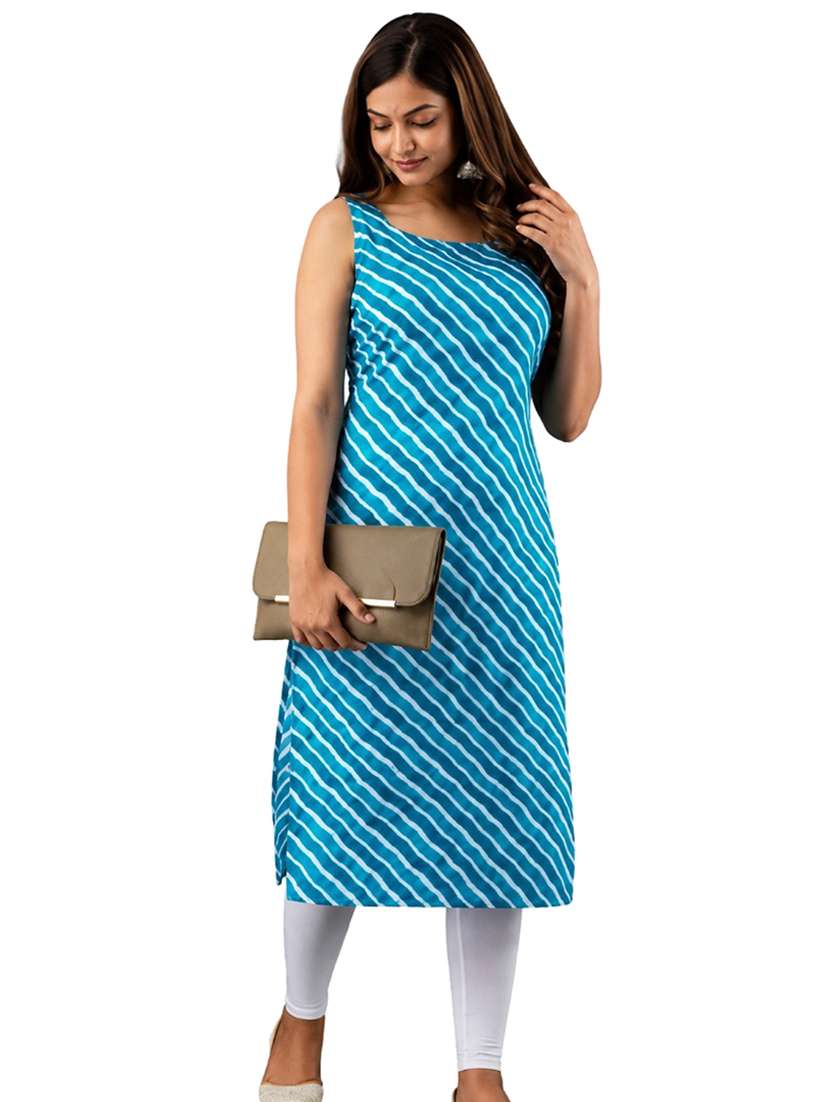 Women Printed Sleeveless Straight Kurta - 22528750 -  Standard Image - 2