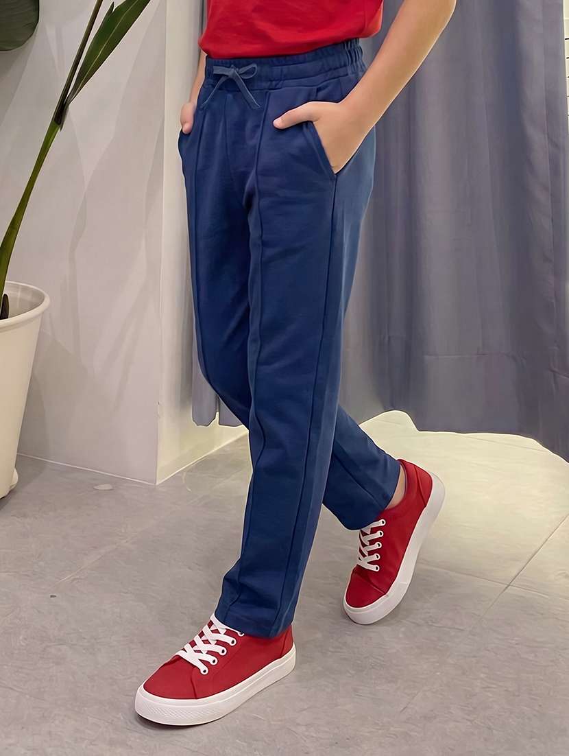boys solid mid rise track pant - 22528864 -  Standard Image - 2