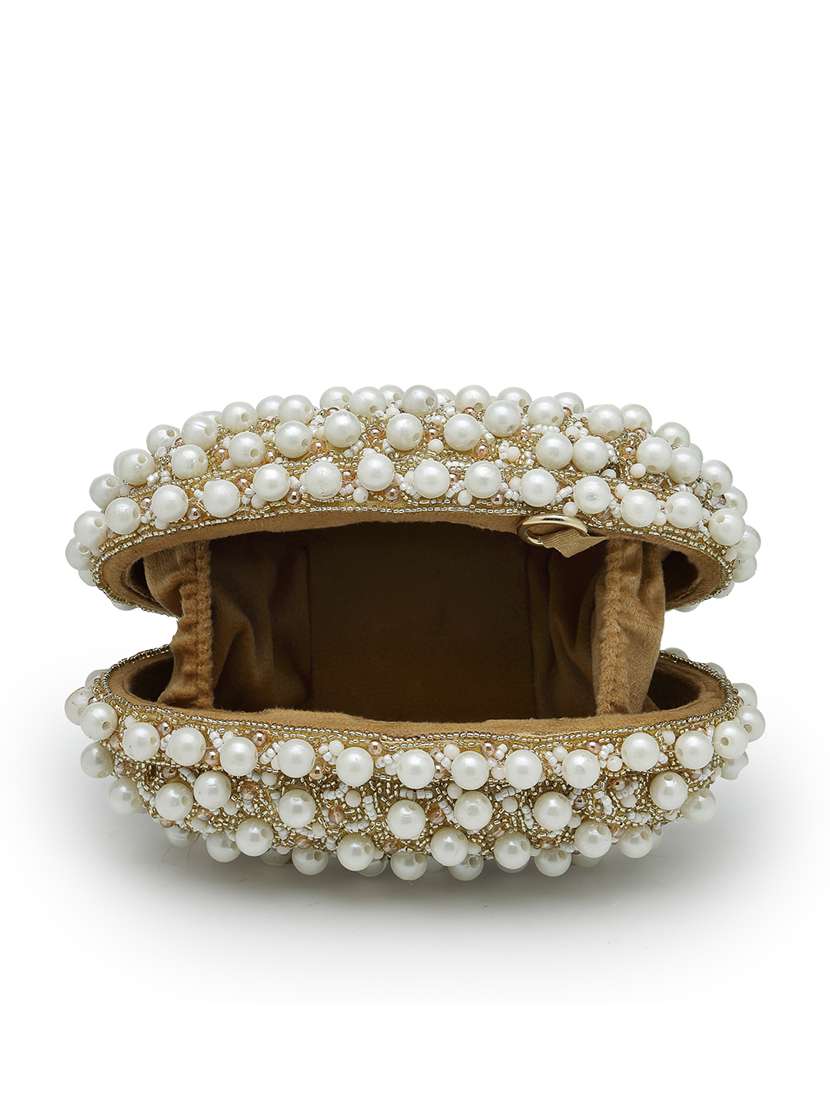 anekaant gold suede embellished party clutch with snap closure - 22528944 -  Standard Image - 2