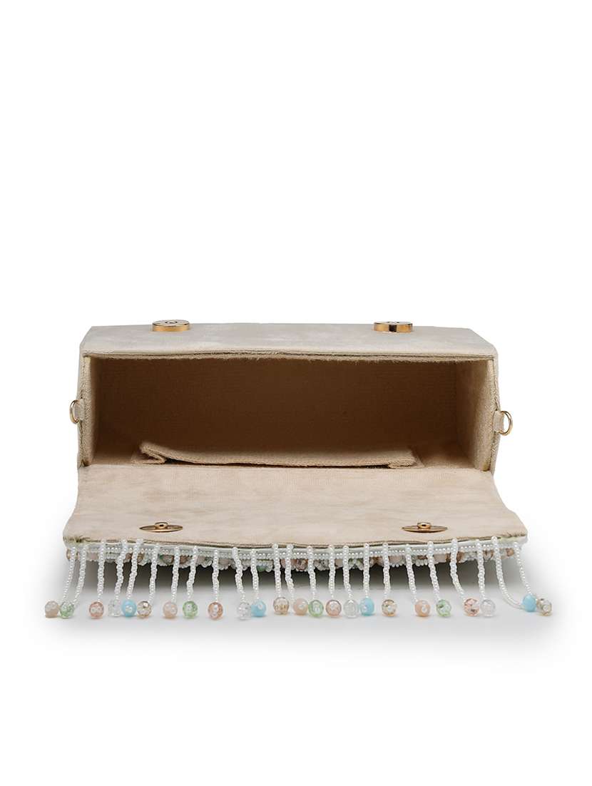 suede fold over clutch with sequins & beads work - 22528946 -  Standard Image - 2