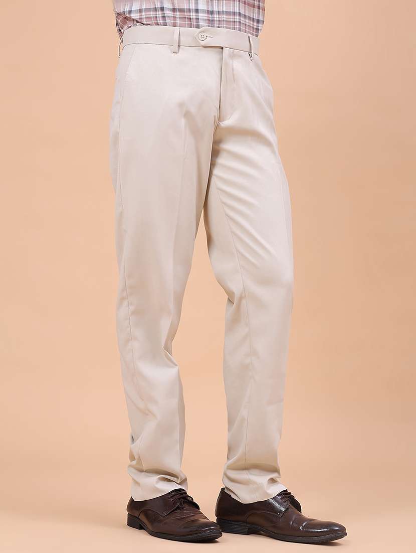 Men Solid Mid Rise Flat Front Formal Trouser - 22529646 -  Standard Image - 2