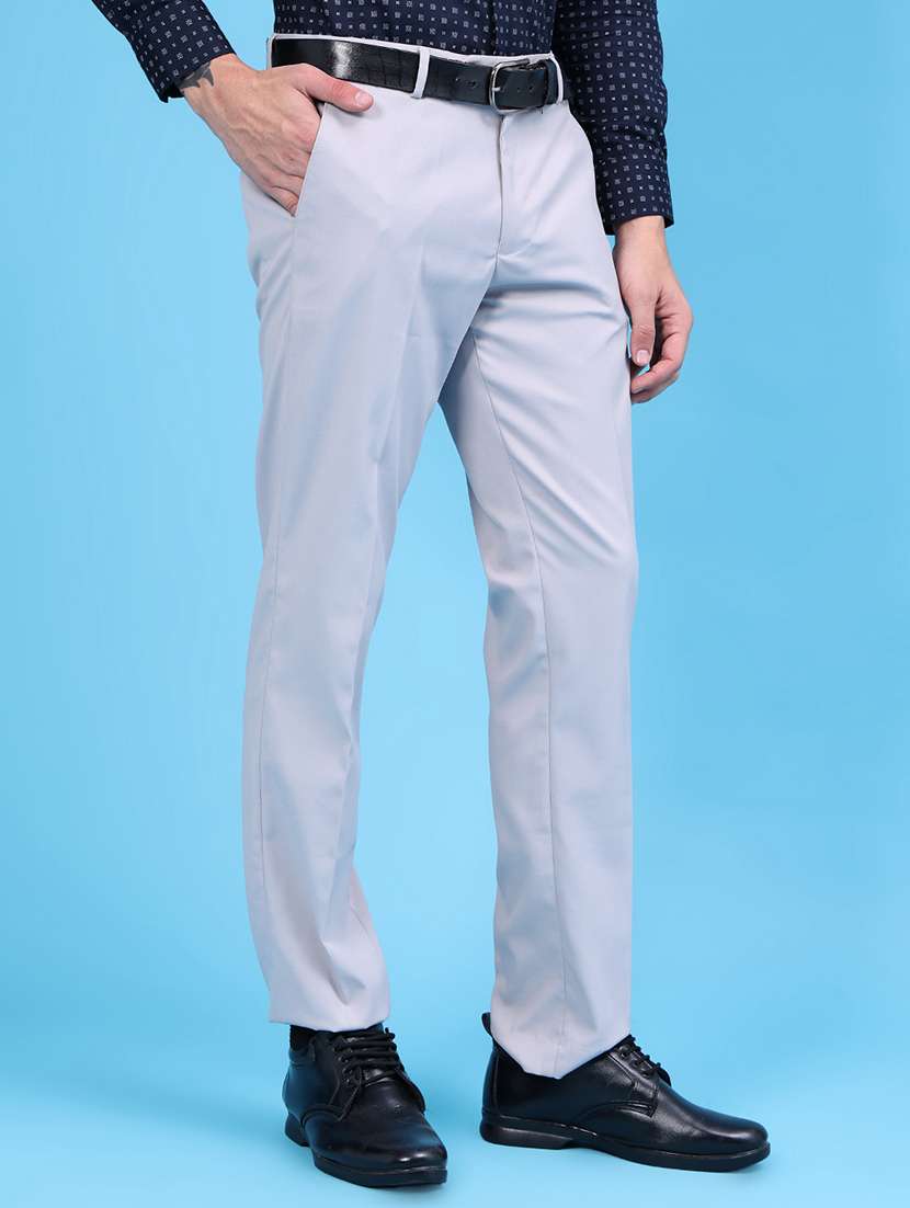 Men Solid Mid Rise Flat Front Formal Trouser - 22529648 -  Standard Image - 2