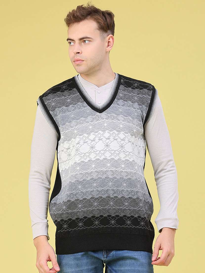 Men Self Design Sleeveless Pullover - 22529838 -  Standard Image - 2