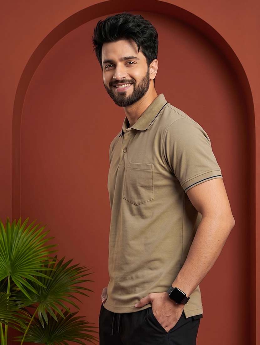 men solid short sleeve regular fit polo t-shirt - 22530132 -  Standard Image - 2