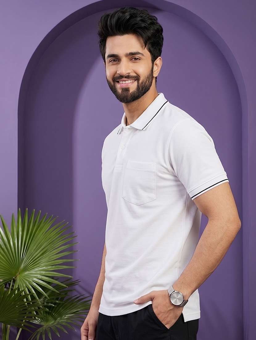 men solid short sleeve regular fit polo t-shirt - 22530137 -  Standard Image - 2