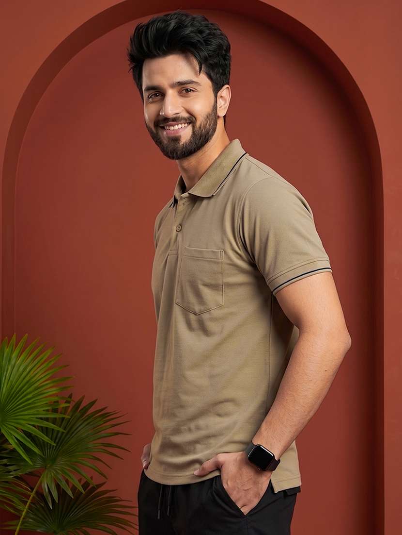 men solid short sleeve regular fit polo t-shirt - 22530144 -  Standard Image - 2